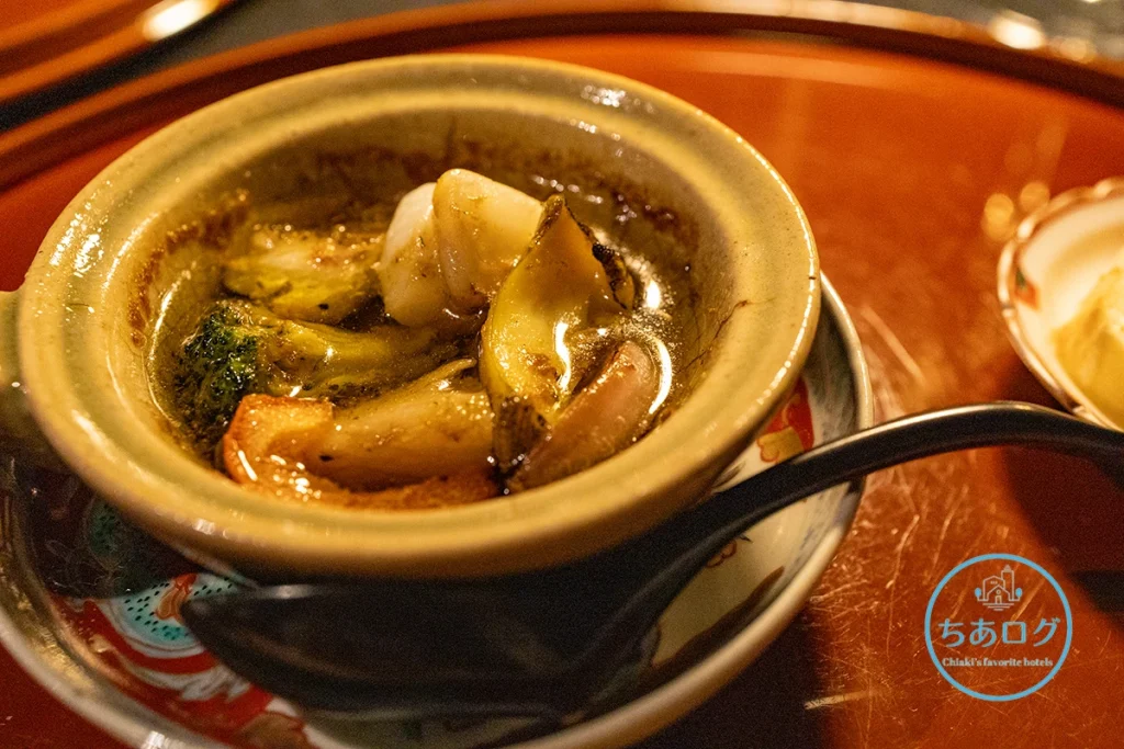 BOSCAGE Kariyaの夕食 アヒージョ