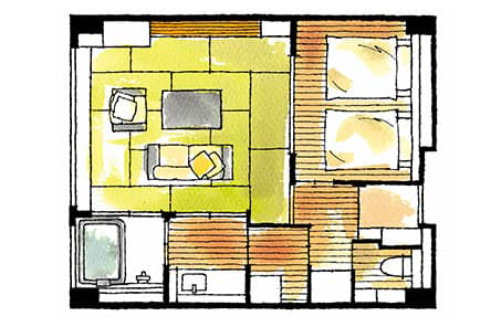 鴨川館7F・ゆったりソファタイプ間取り